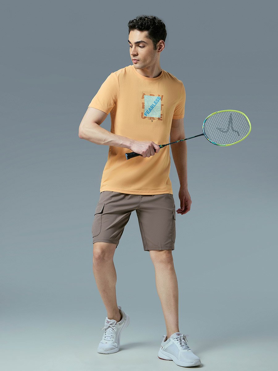 Printed 4-Way Stretch Crew Neck T-Shirt