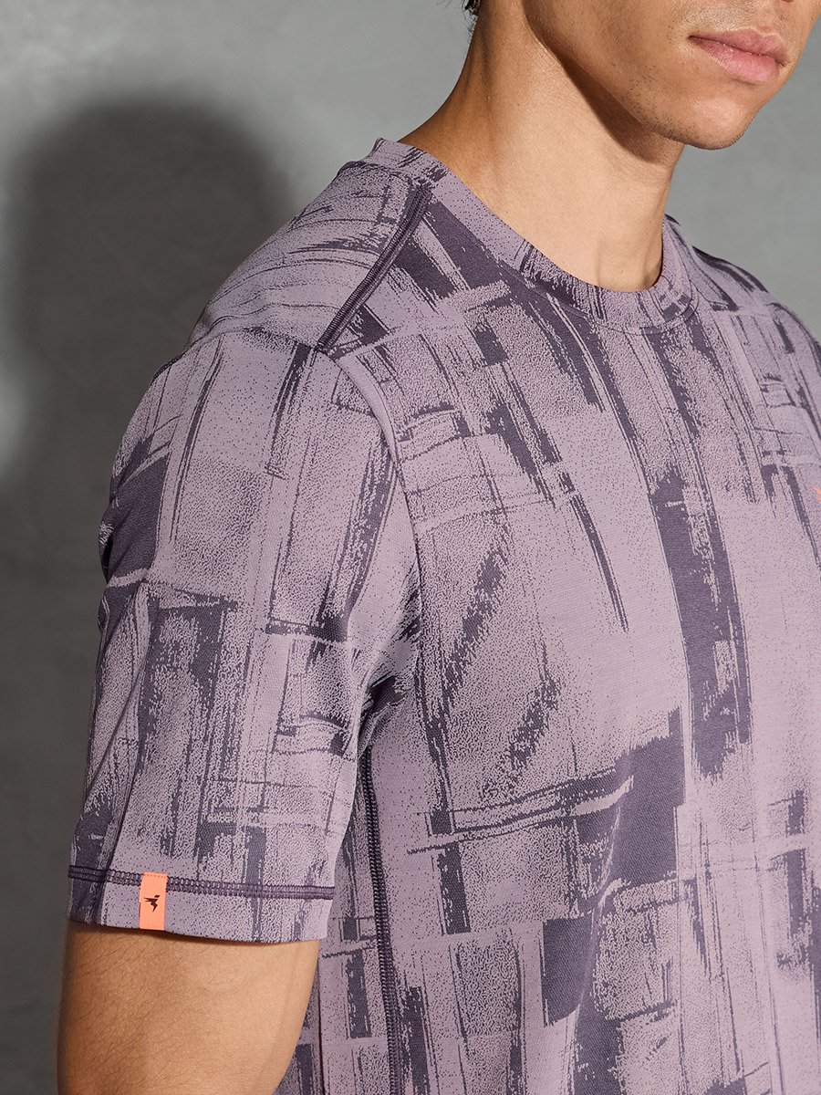 Purple Jacquard Slim Fit Crew Neck T-Shirt