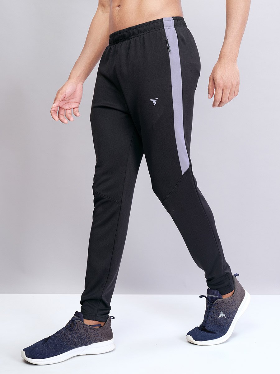 Men Contrast Side Panel Slim Fit Track Pants