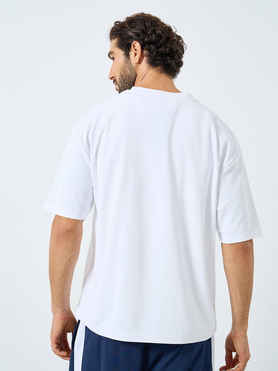 Oversized Cut and Sew Panel Mesh T-Shirt