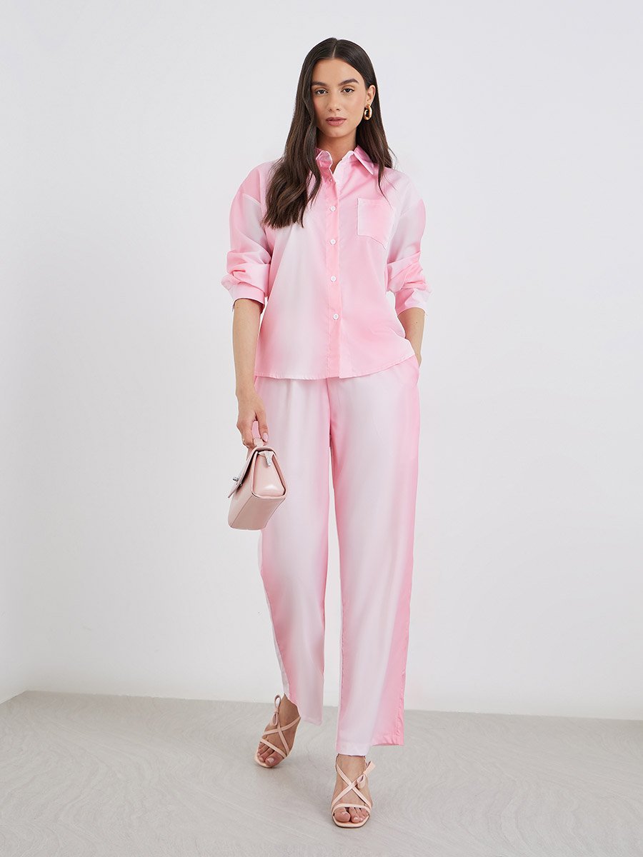 Women Ombre Effect Shirt and Pants Co-Ords