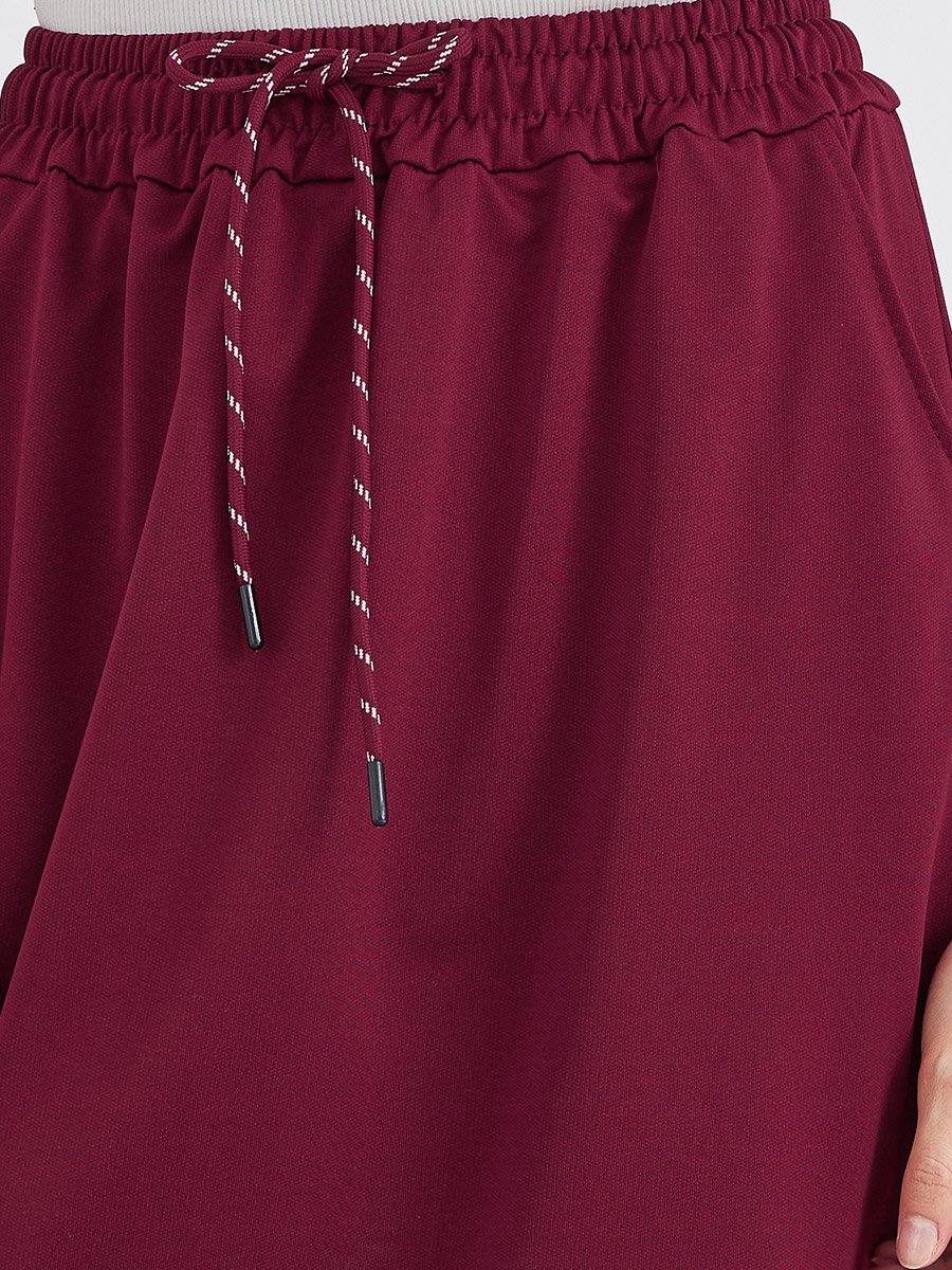 Burgundy A-Line Midi Skirt