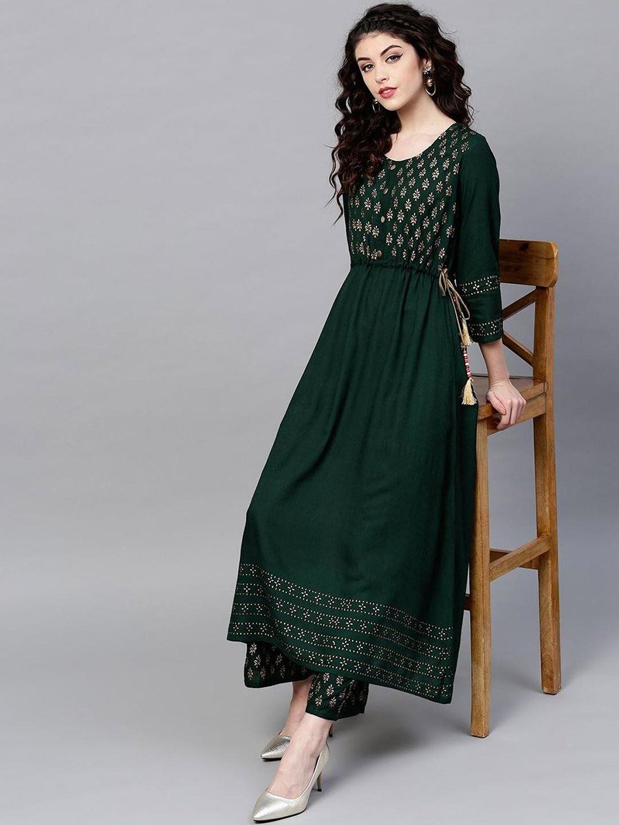 Floral Anarkali Kurta with Palazzo Set