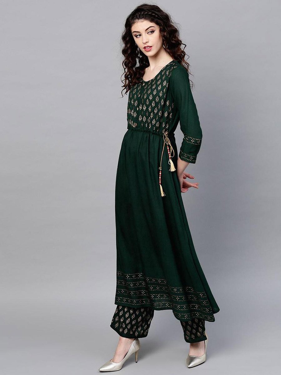 Floral Anarkali Kurta with Palazzo Set