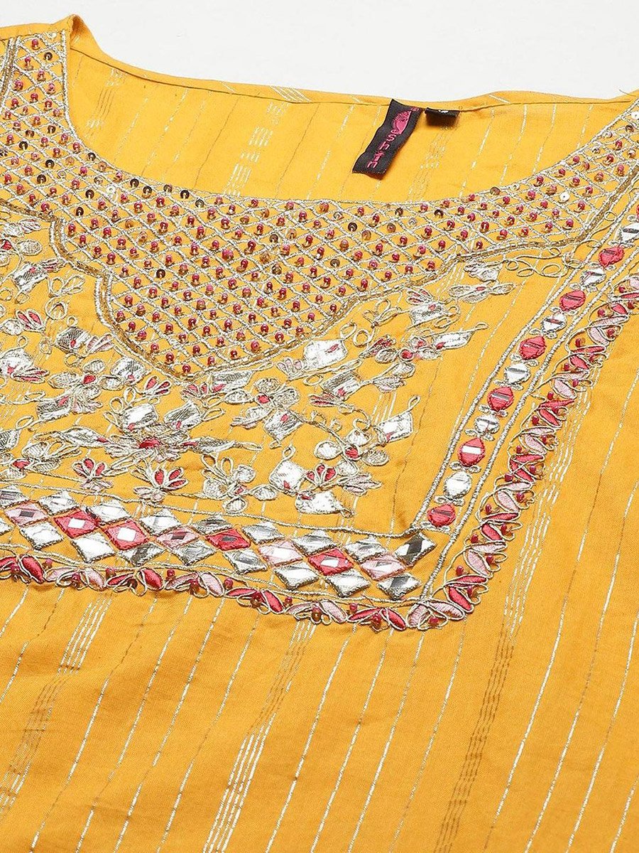 Embroidered Regular Kurta with Sharara and Dupatta Set