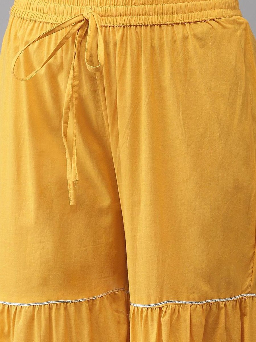 Embroidered Regular Kurta with Sharara and Dupatta Set
