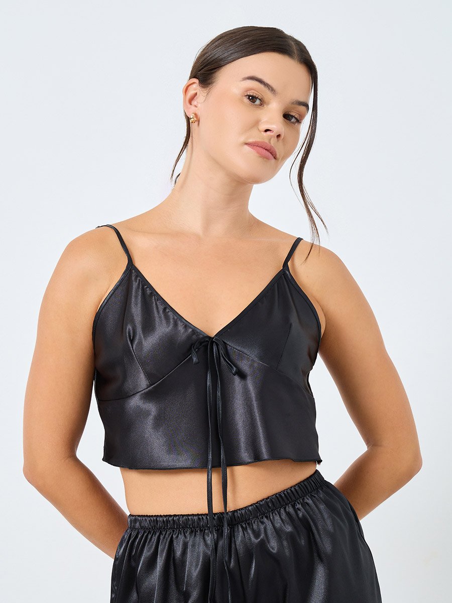Solid Satin Cami and Shorts Set