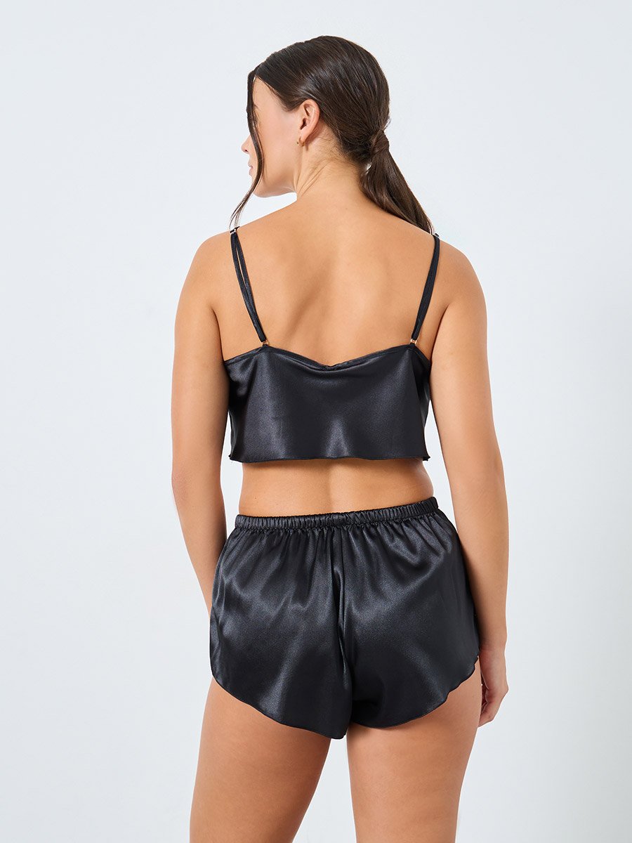 Solid Satin Cami and Shorts Set