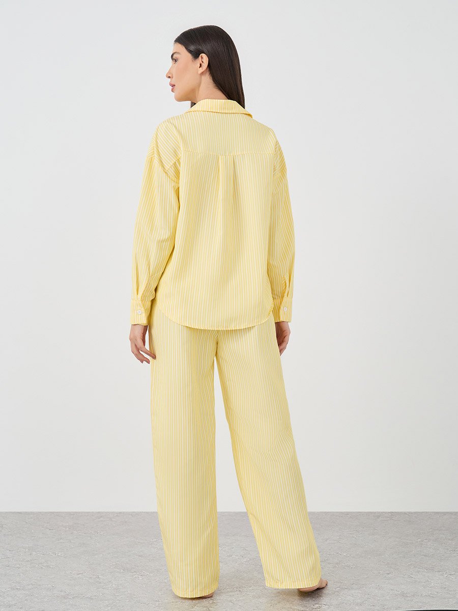 Striped Buttoned Shirt and Pyjama Set
