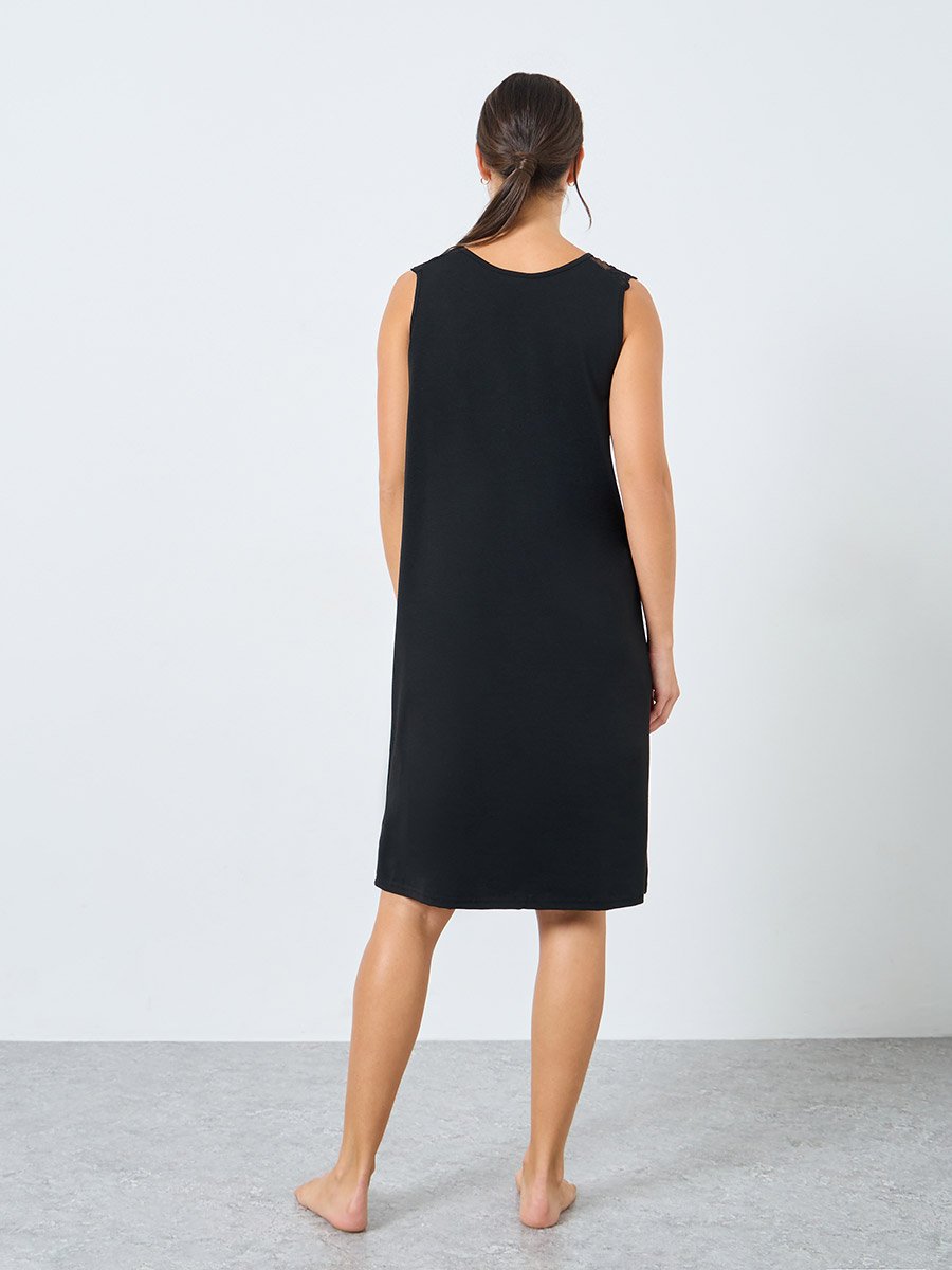 Front Pintuck Shoulder Lace Detail Slip Dress