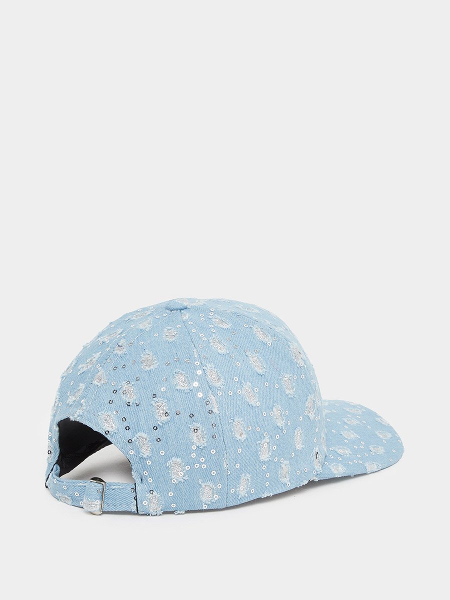 Sequined Distressed Cap