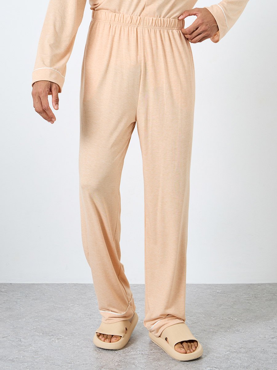 Men Lace Pocket Piping Detail Shirt and Pyjama Set