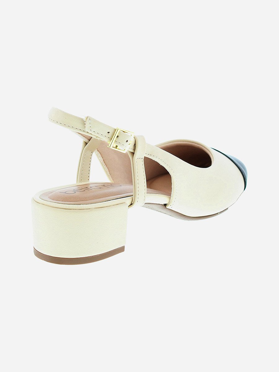 Color Block Block Heel Sandals with Ankle Strap