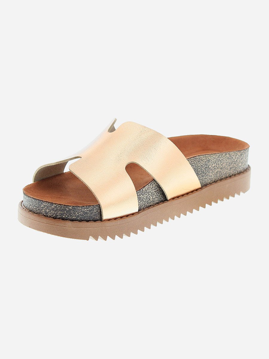 Solid Slip-On Flat Sandals