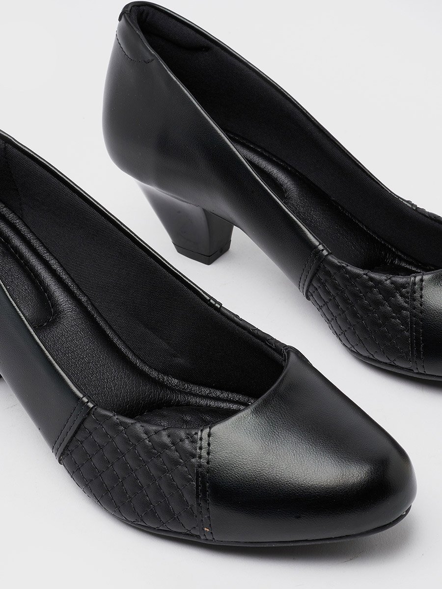 Solid Slip-On Block Heel Shoes
