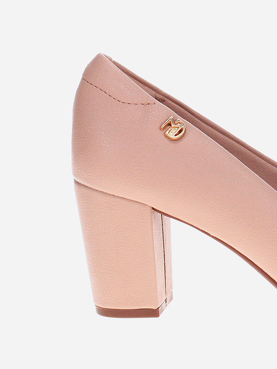 Solid Block Heel Pointed Toe Shoes