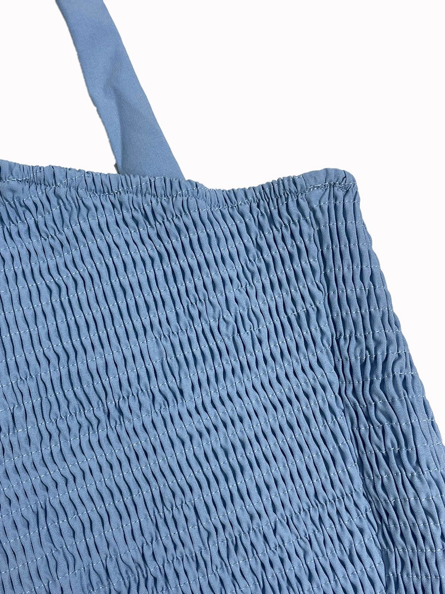 Solid Smocking Detail A-Line Strappy Midi Dress