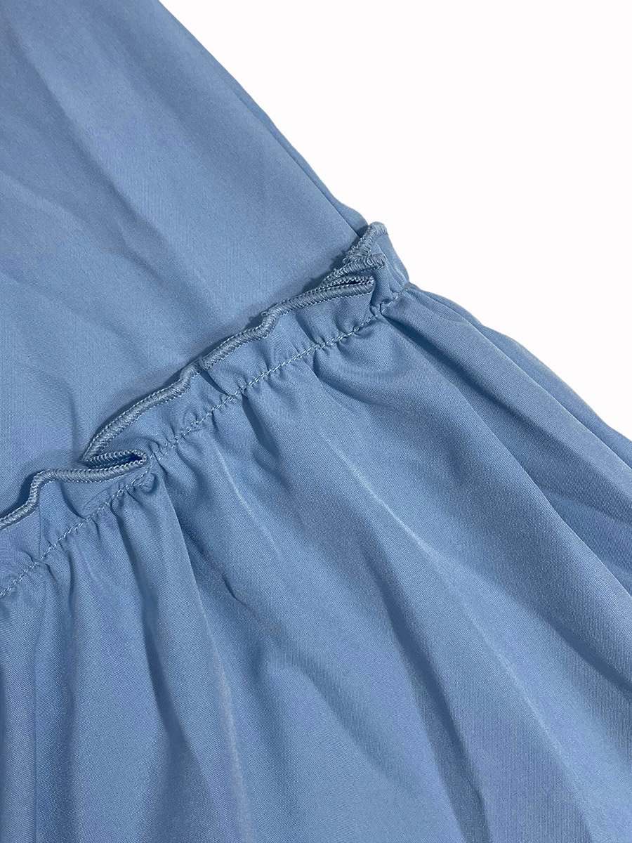 Solid Smocking Detail A-Line Strappy Midi Dress