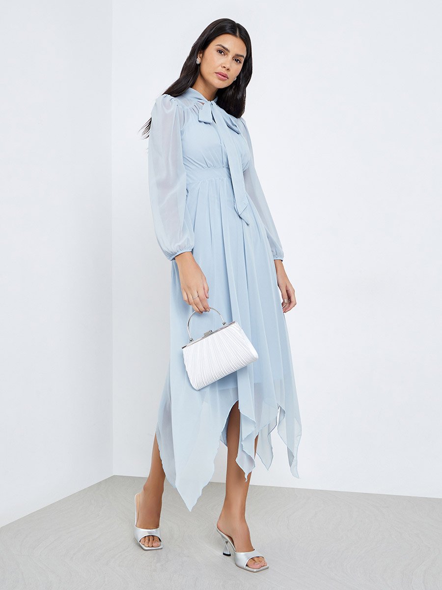 princess polly baby blue dress Cleo Balloon Pintuck Mini Dress - Blue