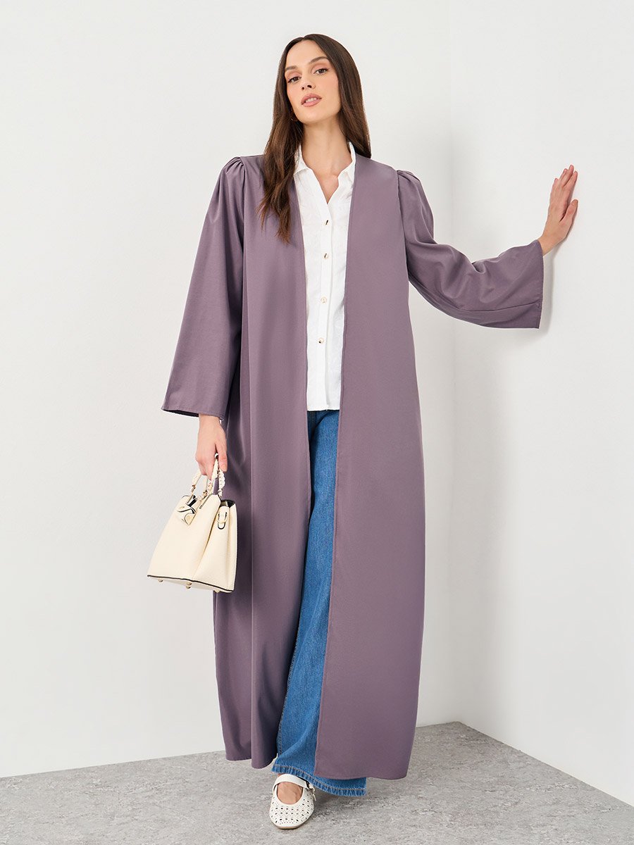 Women Purple Front Open Regular Fit Kimono