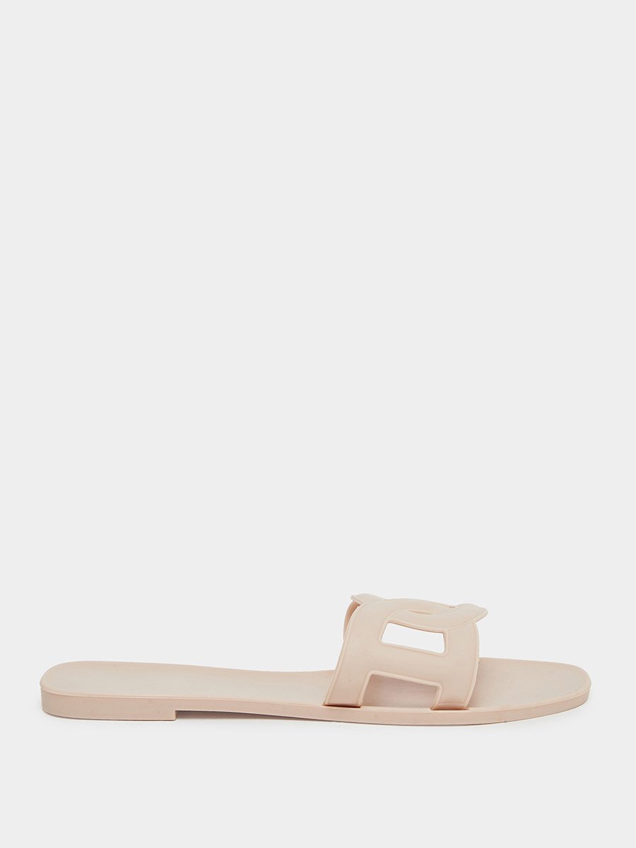 Solid Cross Circle Vamp Flat Sandals