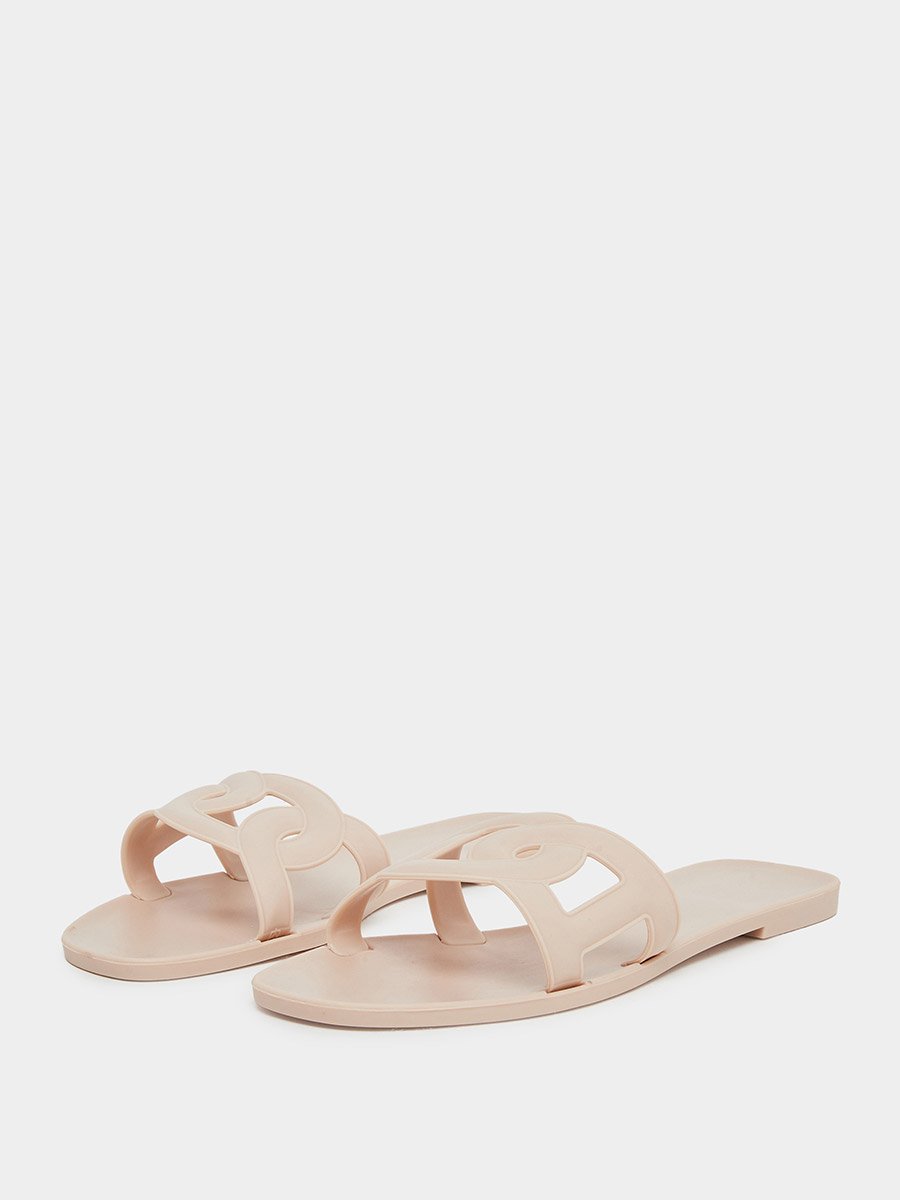 Solid Cross Circle Vamp Flat Sandals