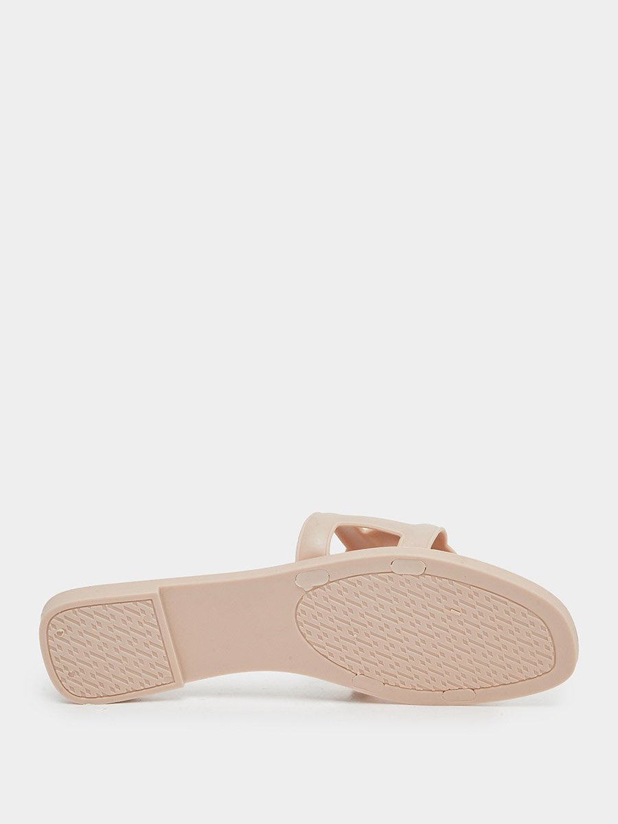 Solid Cross Circle Vamp Flat Sandals