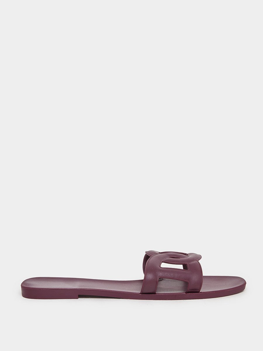 Solid Cross Circle Vamp Flat Sandals