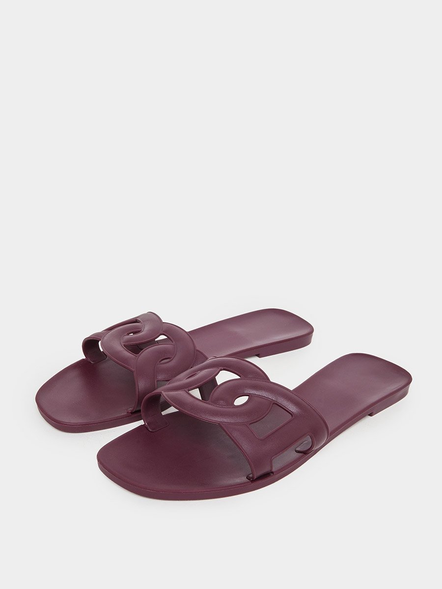 Solid Cross Circle Vamp Flat Sandals