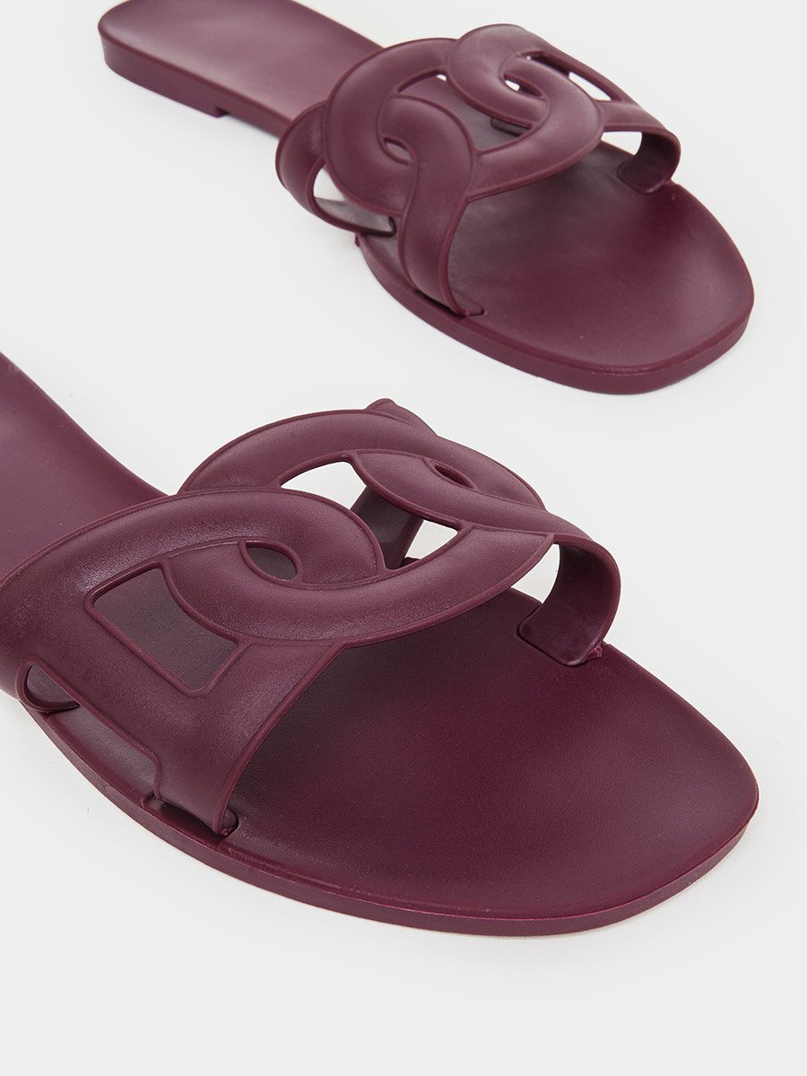 Solid Cross Circle Vamp Flat Sandals