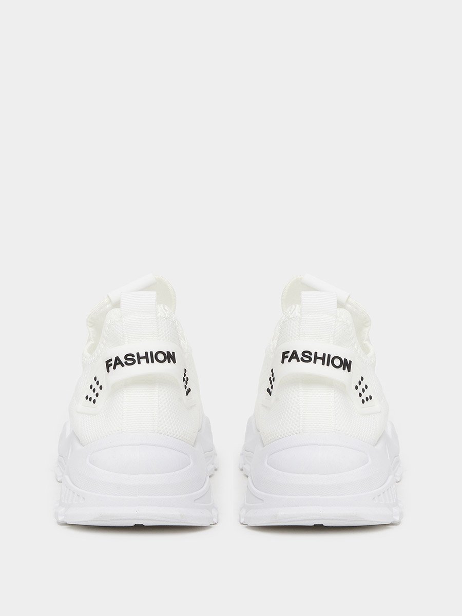 White Texture Lace Up Chunky Sneakers
