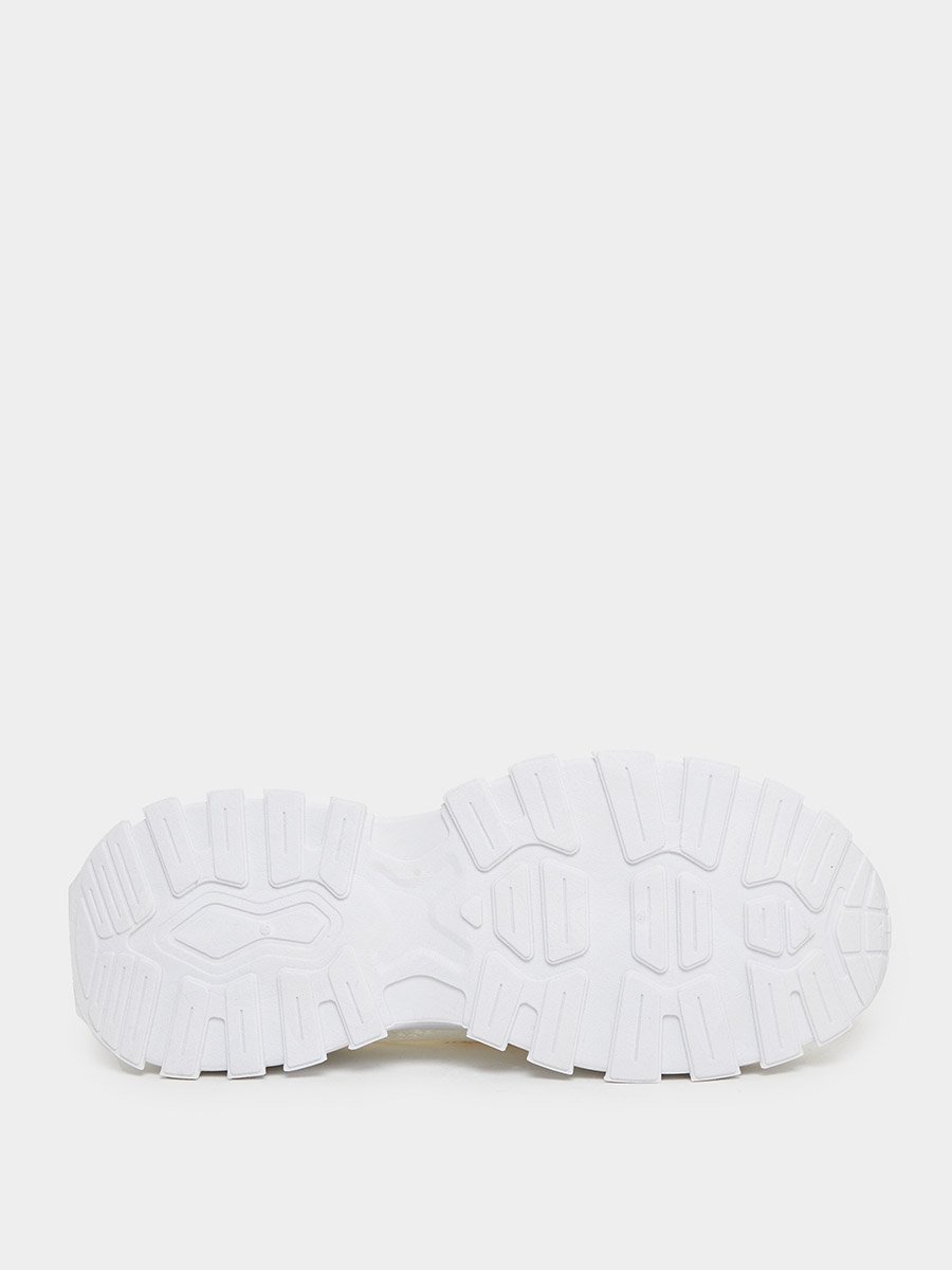 White Texture Lace Up Chunky Sneakers