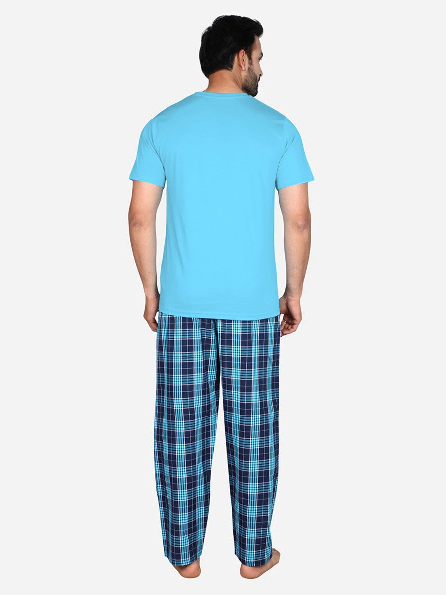 Solid Short Sleeve T-Shirt and Checked Pyjama Set