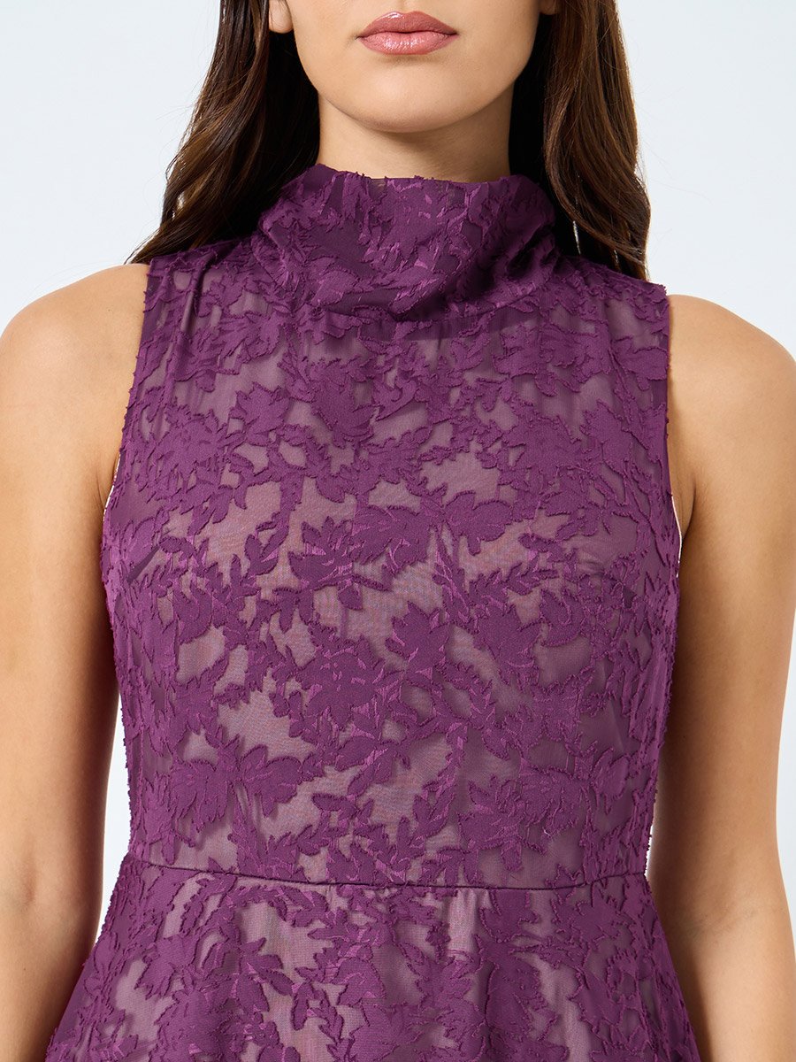 Lace Sleeveless High Neck Maxi Dress