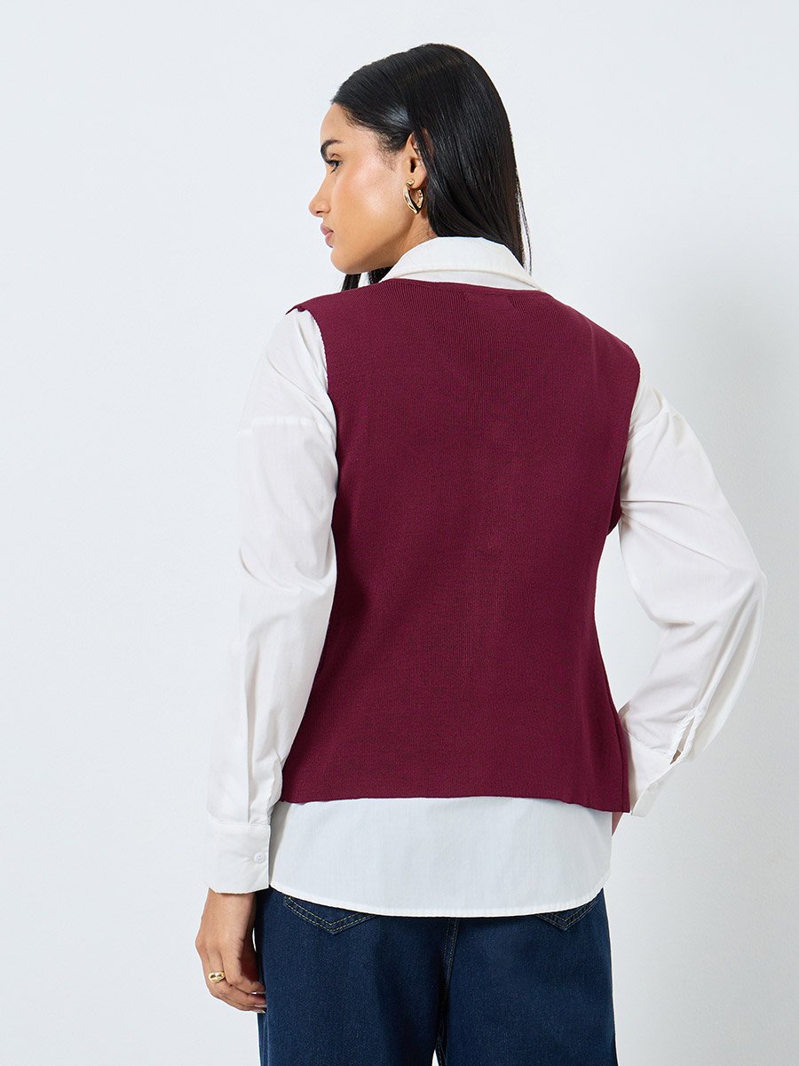 V-Neck Sleeveless Ribbed Waistcoat