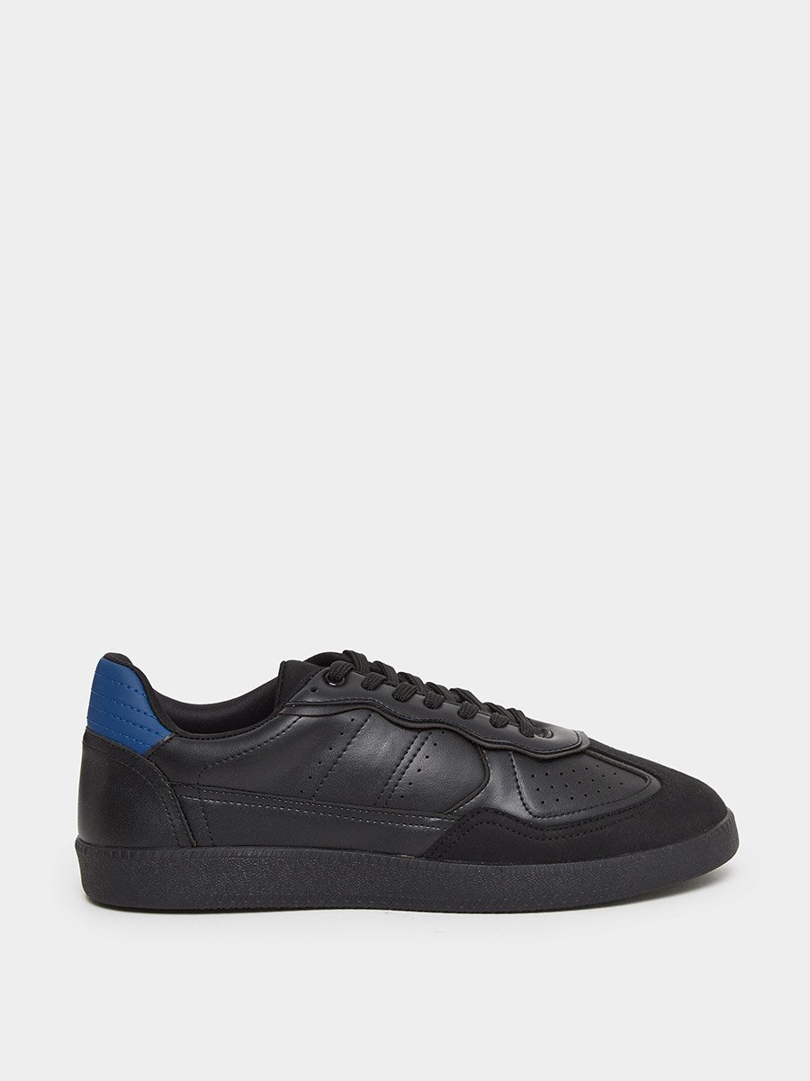 Men Black Cut and Sew Panel Sneakers