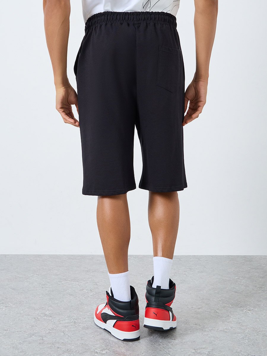 Man Character Print Oversize Fit Terry Shorts