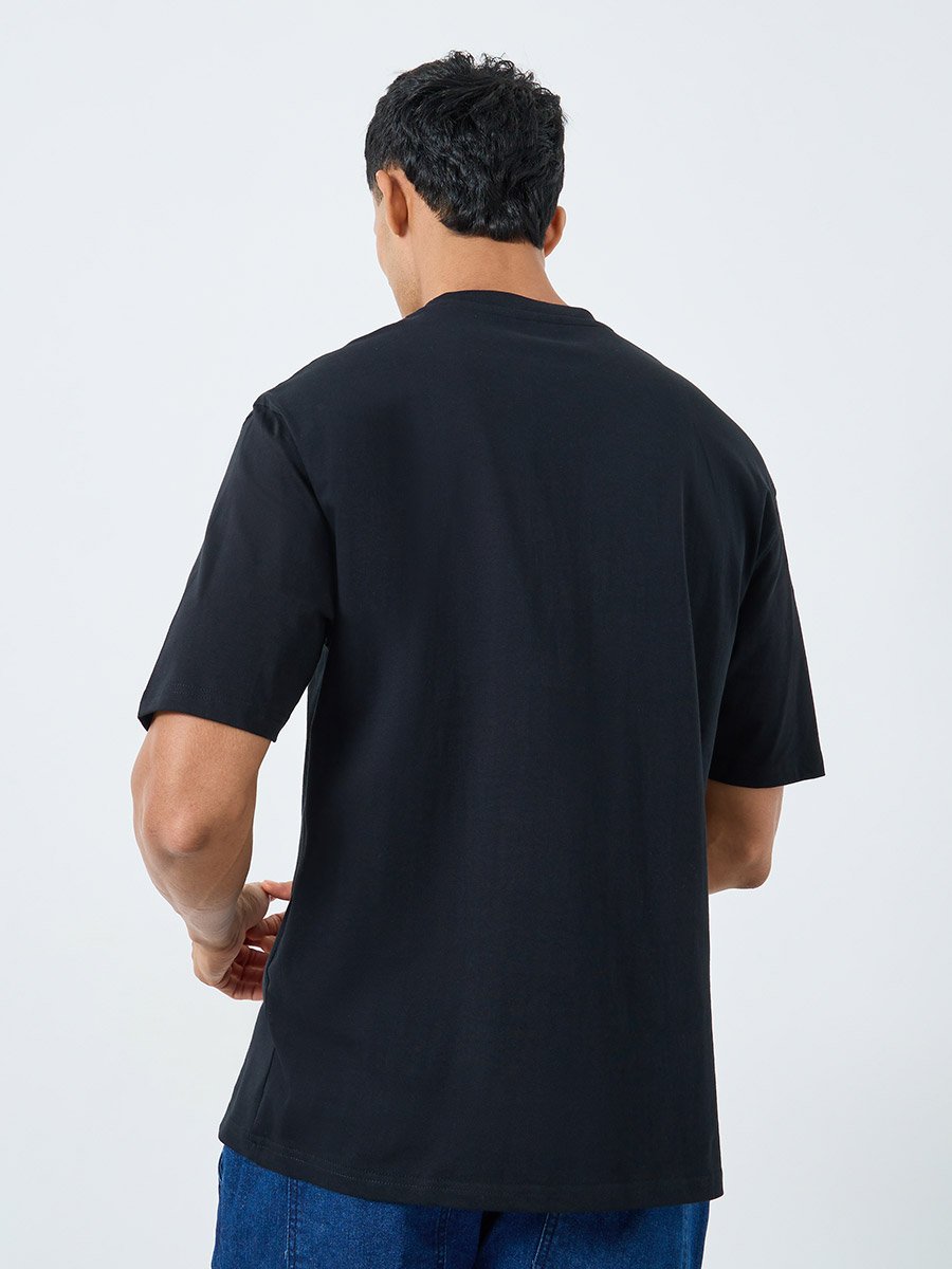 Men Black Graphic Print Oversized T-Shirt