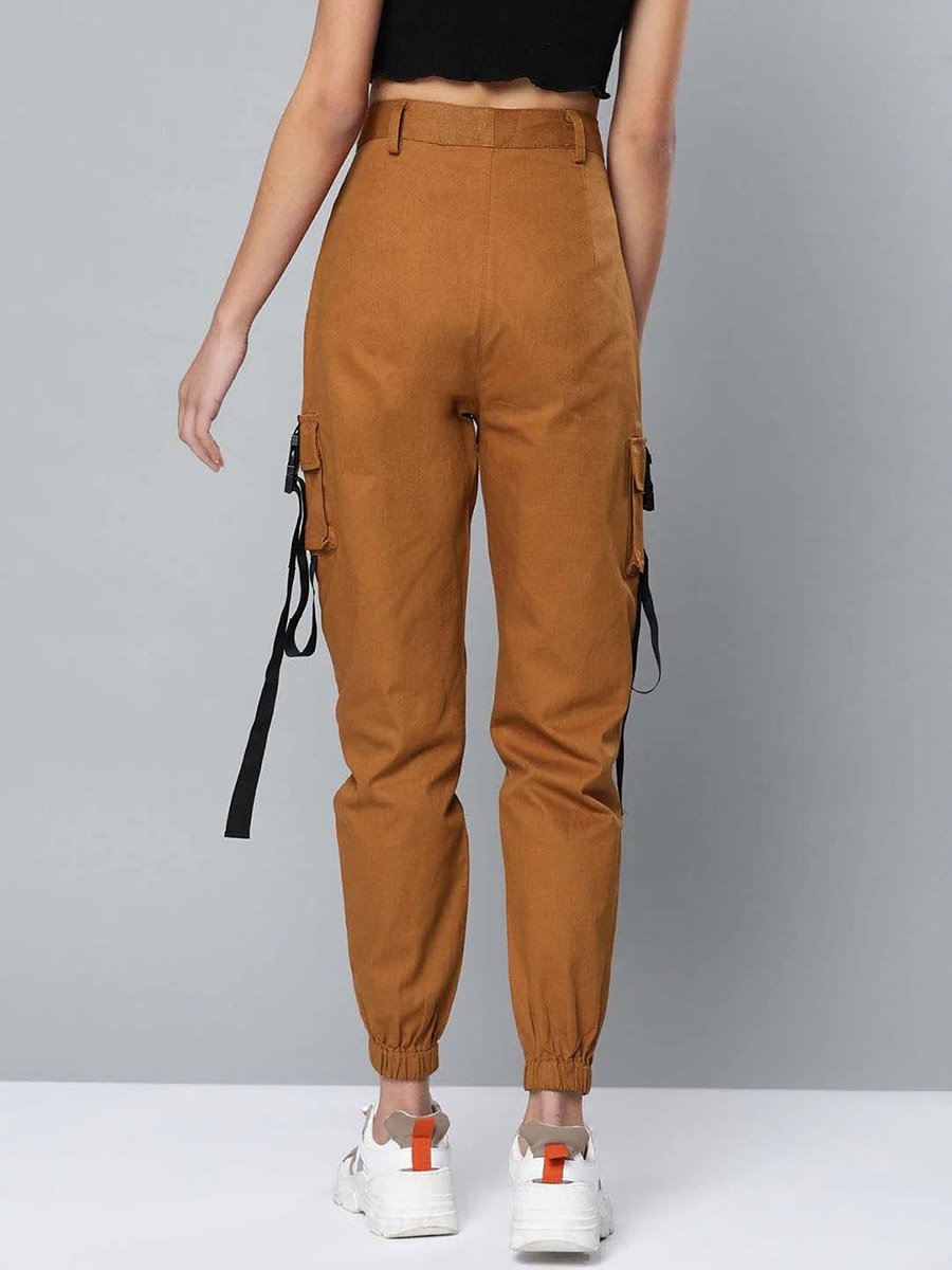 Women Brown Relaxed Fit Fit Cargo Pants