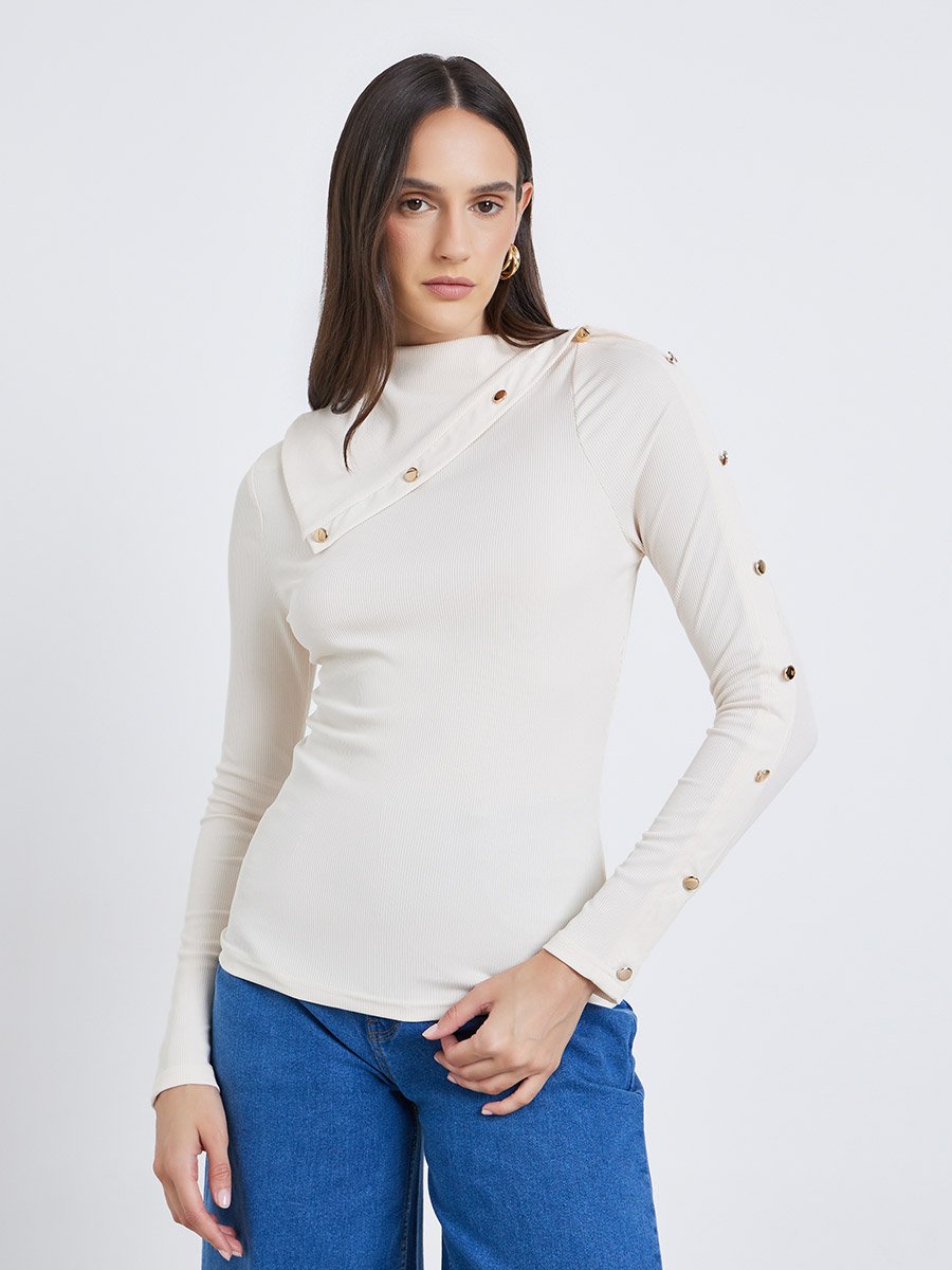 Buttoned Detail Long Sleeve Top