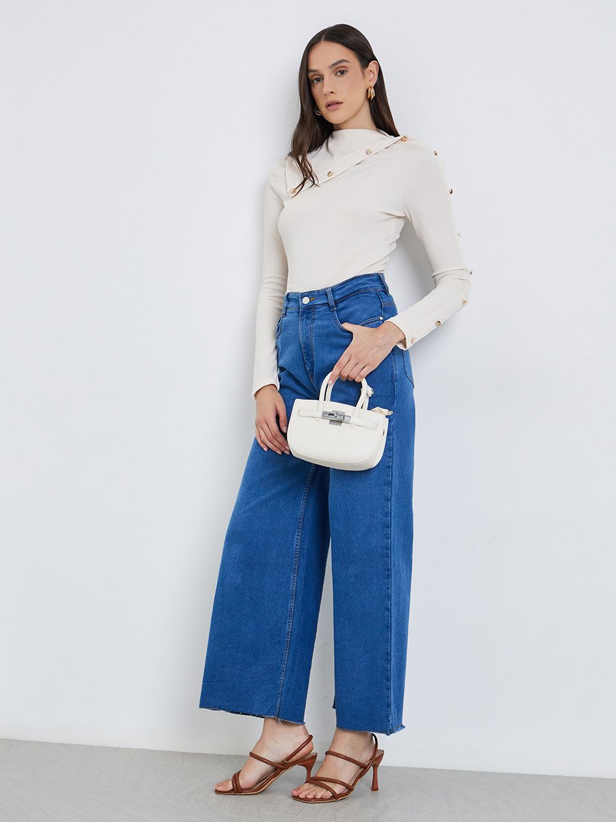 Buttoned Detail Long Sleeve Top