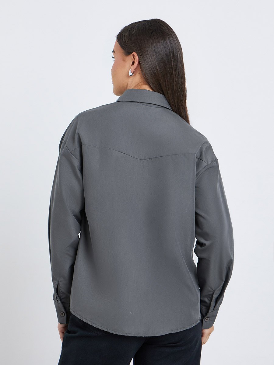 Studded Spread Collar Buttoned Shirt
