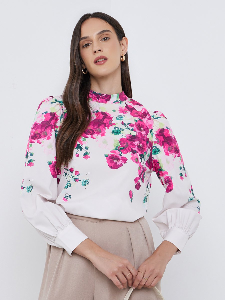 Floral Print Long Sleeve Blouse