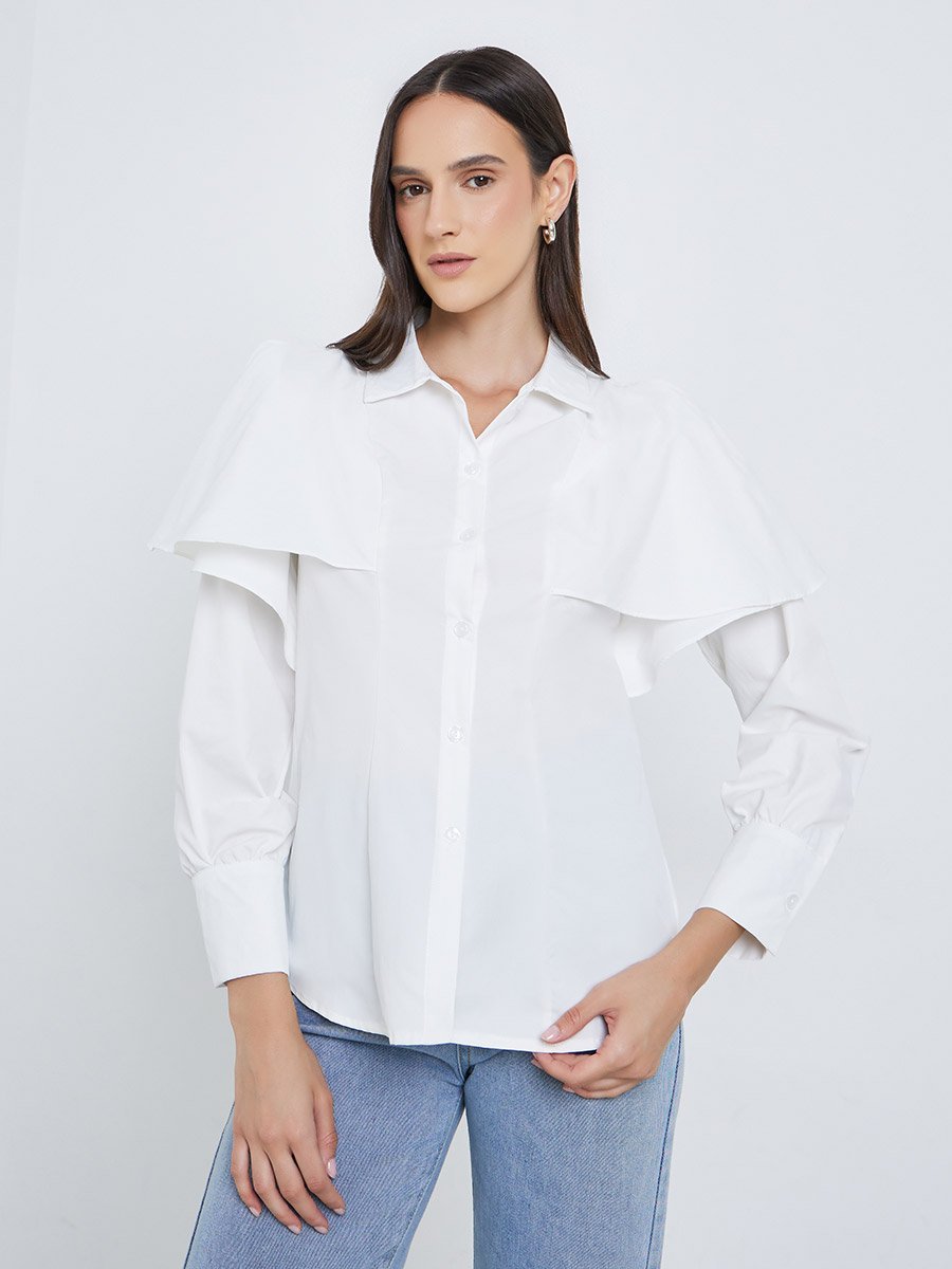 Layered Sleeve Buttoned Regular Fit Shirt