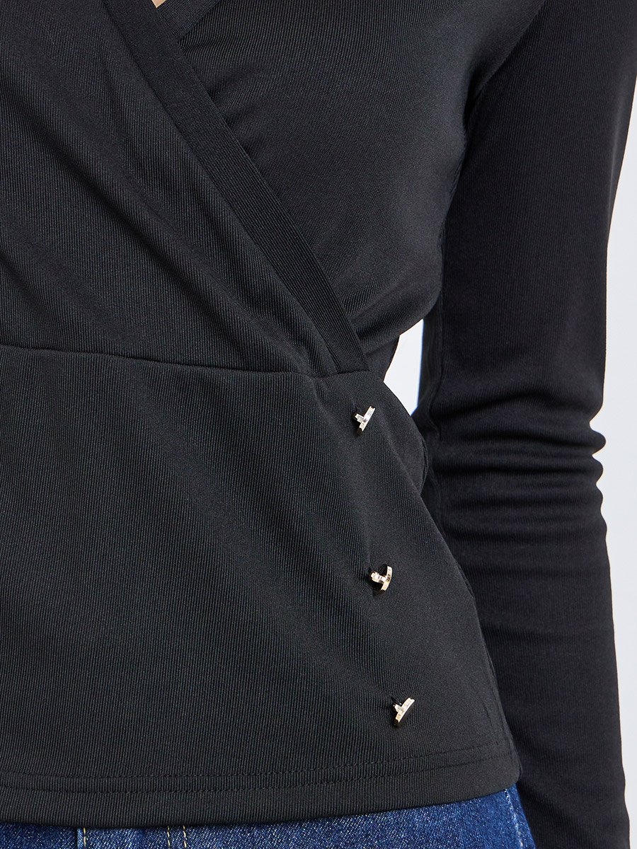 Textured Wrap Buttoned Rib Top