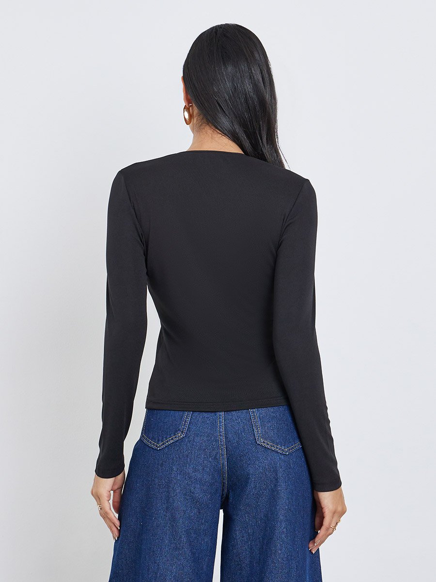 Textured Wrap Buttoned Rib Top