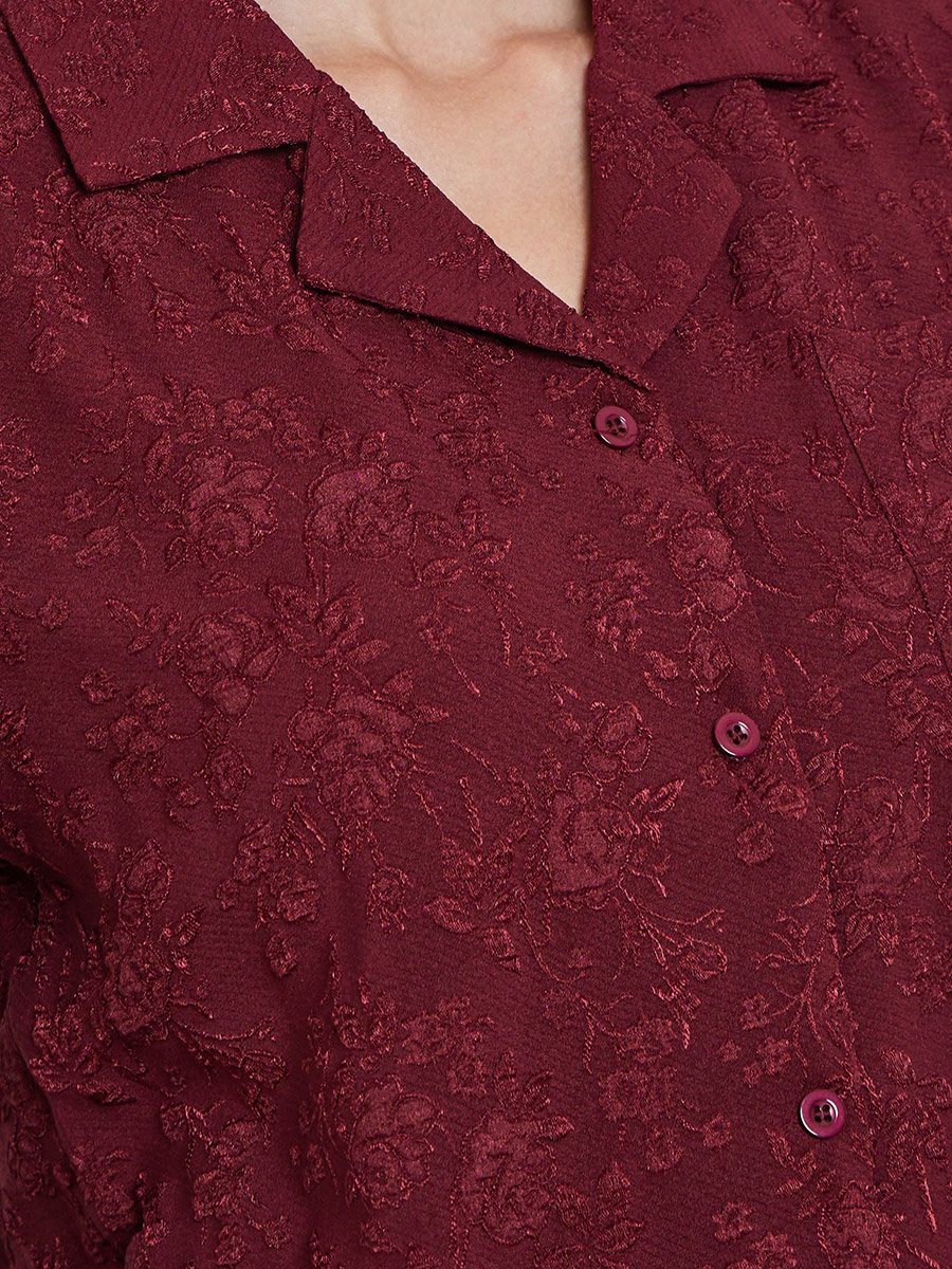 Jacquard Buttoned Short Sleeve Shirt