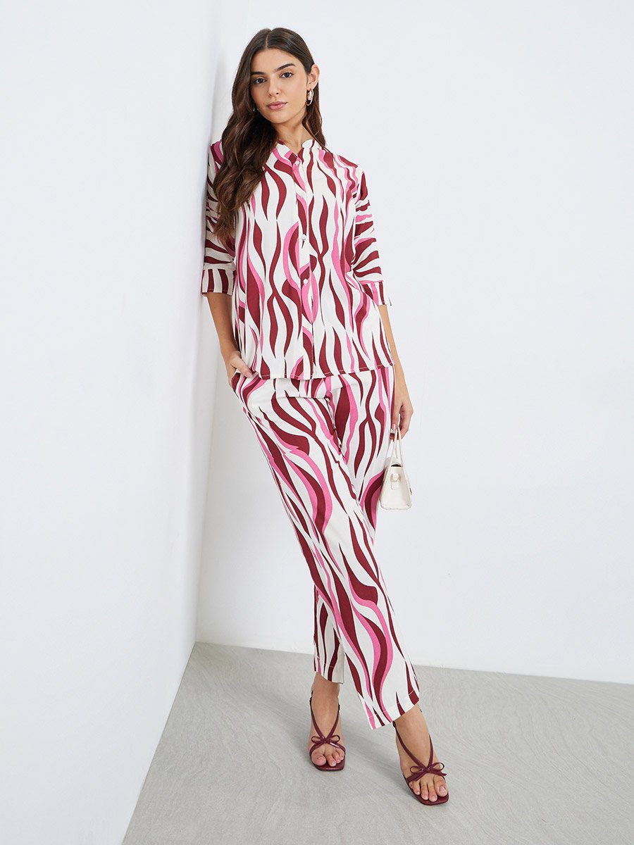Women Abstract Print Top and Pants Co-Ords
