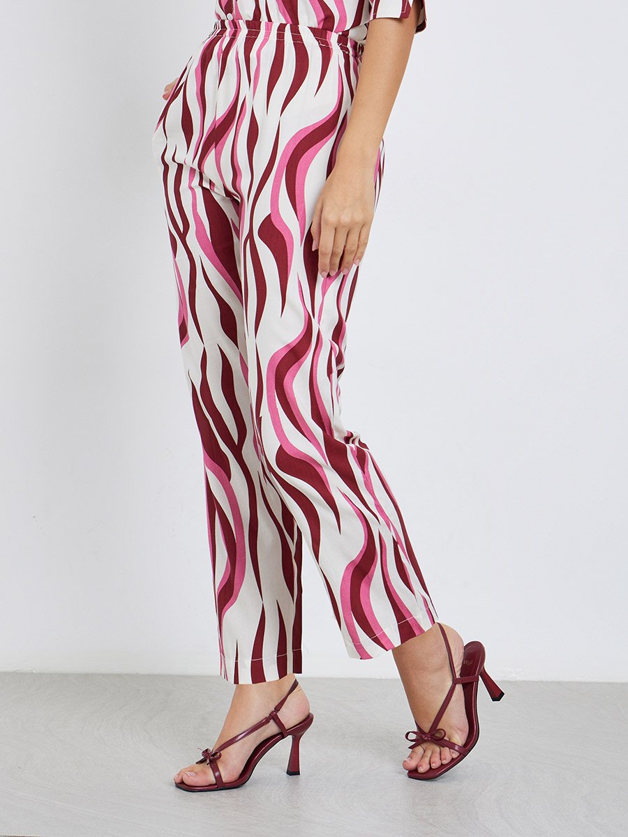 Women Abstract Print Top and Pants Co-Ords