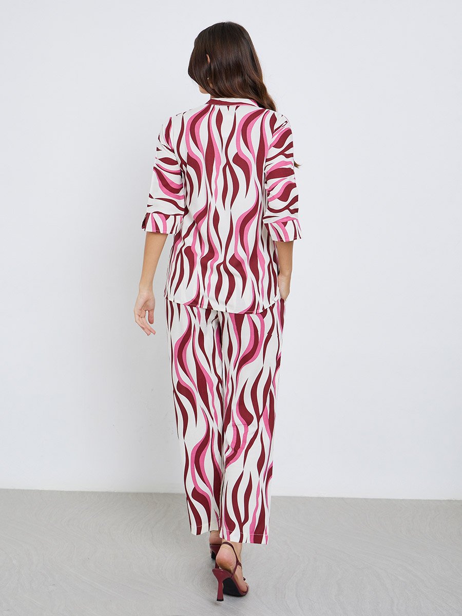 Women Abstract Print Top and Pants Co-Ords